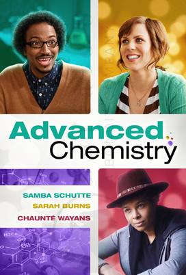The poster from the upcoming film. Samba is in a square at the top right, wearing glasses and a brown nerdy sweater. Sarah Burns is in a square at the top right, a brunette wearing a green sweater. Chaunté Wayans is in the bottom right, wearing a grey sweater and some sort of cowboy hat. The bottom left of the poster is their names.